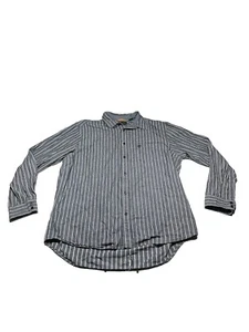 Timberland Mens Button Up Long Sleeve Striped Shirt Blue Sz XL-TEAR AT BOTTOM - Picture 1 of 12