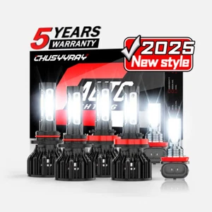 9005 H11 H11 LED Headlight+Fog Light Super Bright Bulbs Kit 8000K White High Low - Picture 1 of 15