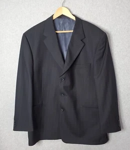 Jhane Barnes Mens 2 Button Suit Jacket Wool Blazer Sport Coat 46R Blue Pinstripe - Picture 1 of 17