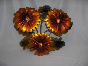 Figura vintage de arte de metal escultura girasoles latón colores brillantes decoración BONITA - Imagen 1 de 8