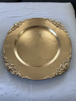 "Cargador barroco de plástico dorado de 12""" Foto 1 de 2