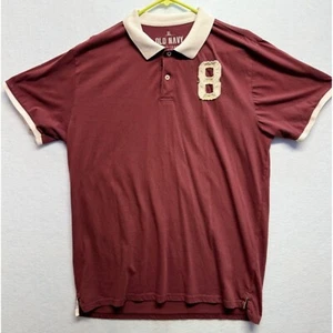 Old Navy Varsity 8 Short Sleeve Polo Slim Fit Maroon Size XL - Picture 1 of 8