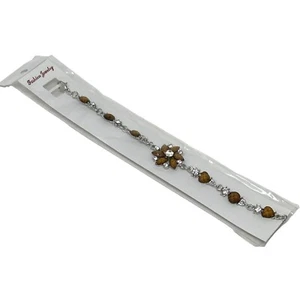 Encantadora pulsera Charlie - cadena plateada - piedras de topacio sintético en forma de corazón - Imagen 1 de 6