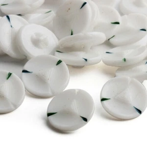 Lot (24) Vintage Art Deco Czech hand painted geometric white glass buttons 18mm - Picture 1 of 2