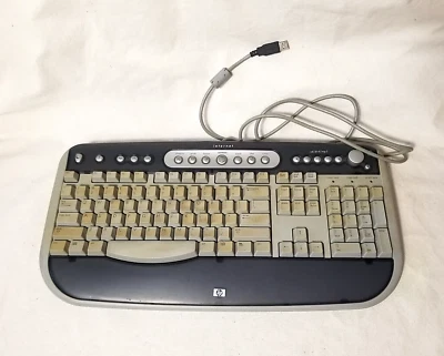 HP 5308 USB Keyboard  Wired w Multimedia Buttons VTG Original TESTED WORKS - Image 1 of 4