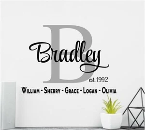 Nombre de familia personalizado vinilo calcomanía de pared Letras Decoración de pared - Imagen 1 de 4