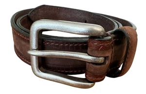 Columbia Genuine Leather Belt Brown Size 34/85 Brushed Nickle Buckle Great Condi - Picture 1 of 4