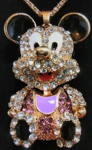 Betsey Johnson Fun Happy Mouse Geburtstag goldfarbene Lavendel Kristalle 539774-b JA - Bild 1 von 3
