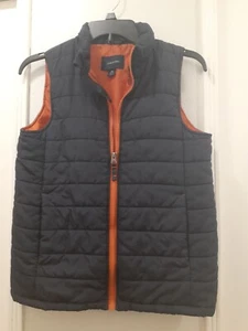 Land's End Quilted Vest Puffer Navy Blue w/ Orange Youth Kids Size Med (10-12) - Picture 1 of 10