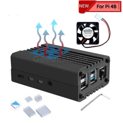 Raspberry Pi 4 CNC Aluminum Case with Cooling Fan Heatsinks for Raspberry Pi 4B - Image 1 of 4