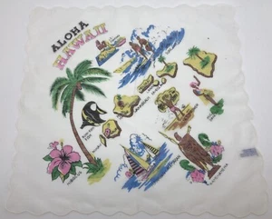 Vintage ALOHA HAWAII Souvenir Hankie Handkerchief; Nylon Blend (RF997) - Picture 1 of 8
