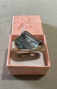 Anello Fascia Madreperla Viola E Blu E Argento 925 30.5 GR 18.6 MM - Picture 1 of 6