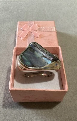 Anello Fascia Madreperla Viola E Blu E Argento 925 30.5 GR 18.6 MM - Immagine 1 di 4