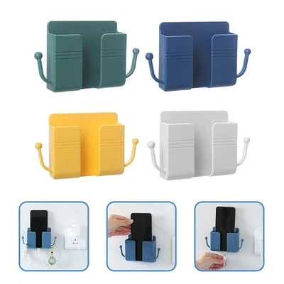 4Pcs Adhesive Wall Phone Mount Holder for Bedside Bathroom Shelf - Image 1 of 4