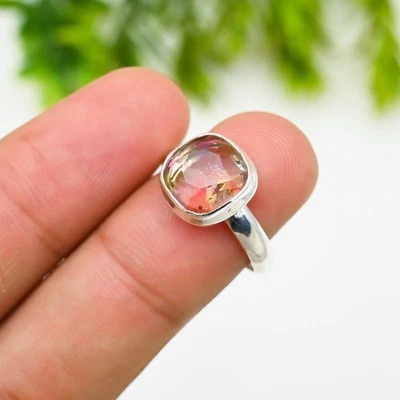 BI-Tourmaline Gemstone 925 Sterling Silver Ring Handmade Jewelry Ring For Gift - Image 1 of 4