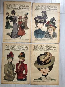 4x Revues LA MODE DU PETIT JOURNAL Année 1899 + 3 Patrons + 3 Cut-Out PATTERNS - Picture 1 of 12
