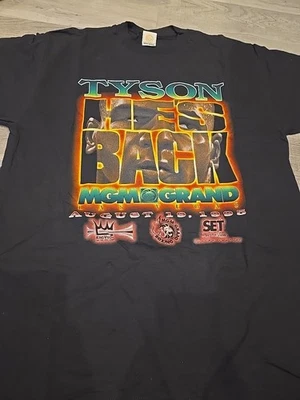 Mike Tyson He's Back Black T-Shirt MGM Grand August 1995 Fight Deadstock Boxing - Image 1 of 4
