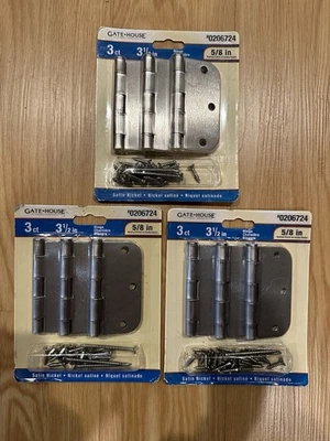 Juego de 3 Bisagras Puerta*Casa #0206724 Níquel Satinado 3 1/2" Lote de 3 Paquetes Foto 1 de 4