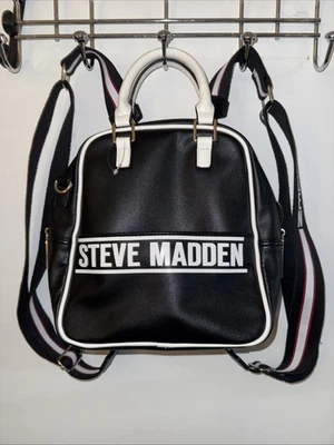 Steve Madden Black Backpack White Handles Removable Straps - Image 1 of 4