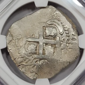 1748 Cob 8 Reales Potosi Bolivia NGC AU Certified 26.9g Assayer Q Cleaned *M28 - Picture 1 of 5