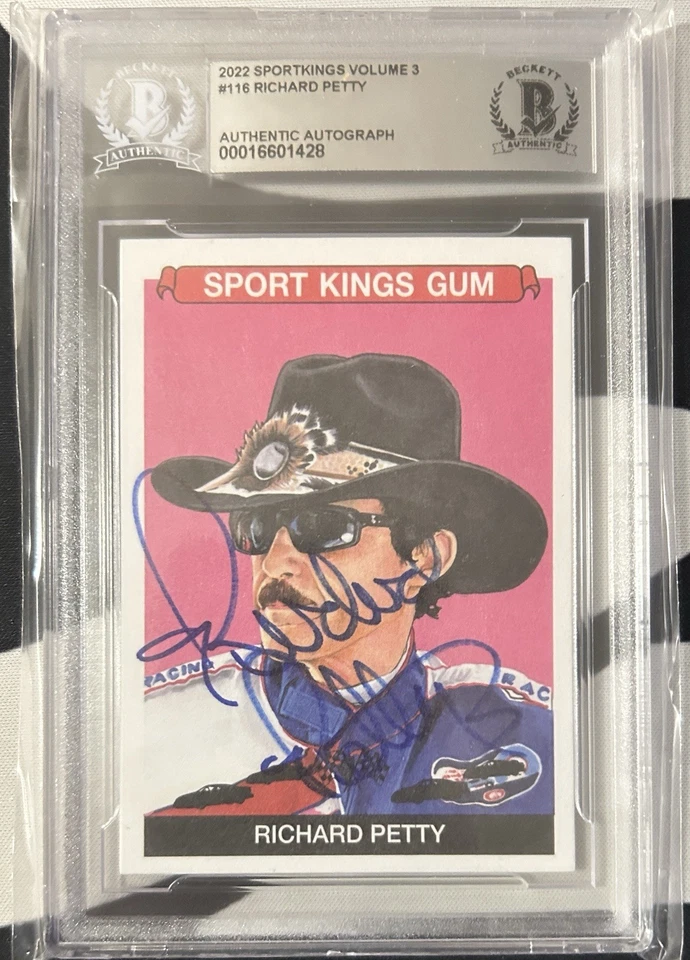 Richard Petty Signed 2022 SportKings Gum Volume 3 Trading Card. Beckett COA - Image 1 of 1