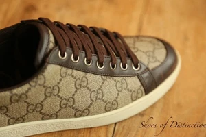 Gucci Ace GG Monogram Braun Leder Beige Canvas Sneaker Damen UK 4 US 7 EU 37 - Bild 1 von 12