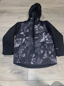 The North Face Brayden Ski Jacket Boys S Black Camo Waterproof Insulated Zip-Up - Picture 1 of 4