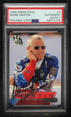 PSA/DNA 1999 Press Pass Mark Martin #2 PSA/DNA Authentic Card & Auto HOF - Image 1 of 2