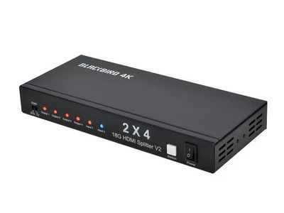 Monoprice 4K HDMI 2x4 Splitter And Switch - Black 4k @ 30Hz, HDCP Compliant - Image 1 of 4