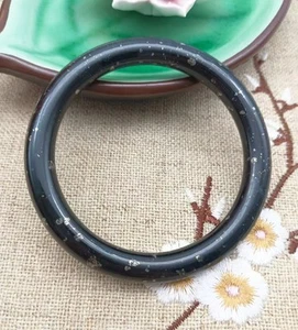 Natural hetian jade bangle Natural meteorite mineral point bracelet 58mm - Imagen 1 de 4