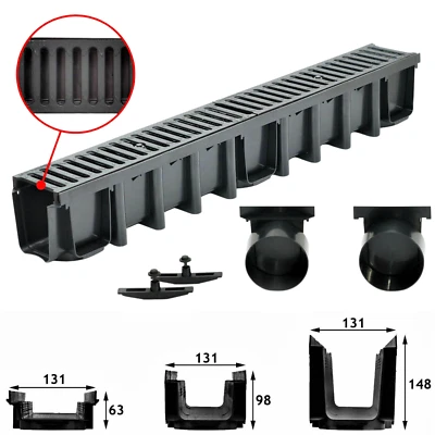Entwässerungsrinne Tiefe 63-98-148mm Belastungsklasse 12,5T, Gußrost SET B125 - Bild 1 von 4