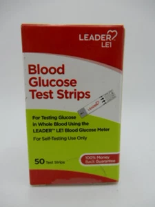 (2PK) Leader LE1 Blood Glucose Test Strips Self Testing Use, 50 Ct 096295129168 - Picture 1 of 2
