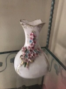Lefton China Floral Vase With gold Trim - Picture 1 of 7