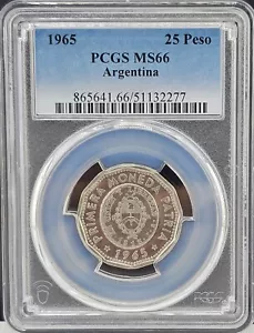 1965 Argentina 25 Pesos PCGS MS66 | PCGS Top Pop - Picture 1 of 4