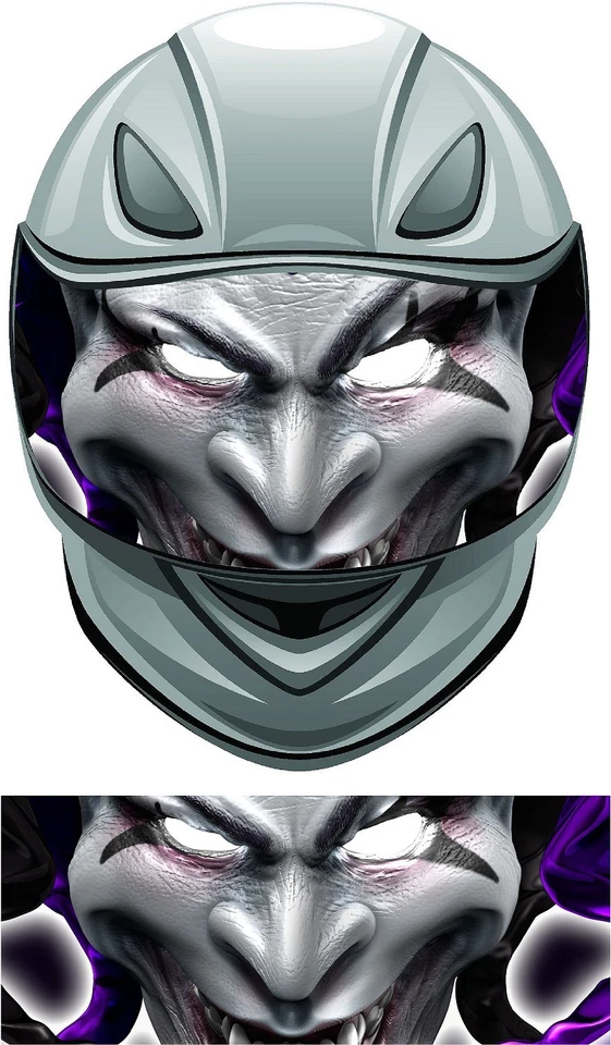 Clown jester flame fire helmet visor wrap tint vinyl graphic decal - Image 1 of 1