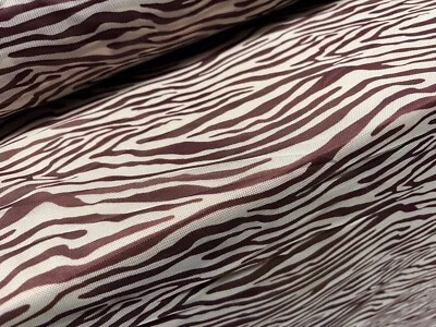Power Mesh Net Stretch Spandex Fabric, Per Metre - Zebra Animal Print - Plum - Image 1 of 3