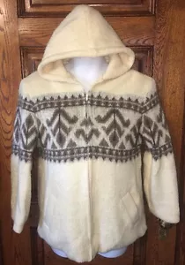 Vintage AS TINGVOLL TRADITION Norway Norwegian Cream WOOL Hooded JACKET Coat, M - Picture 1 of 4
