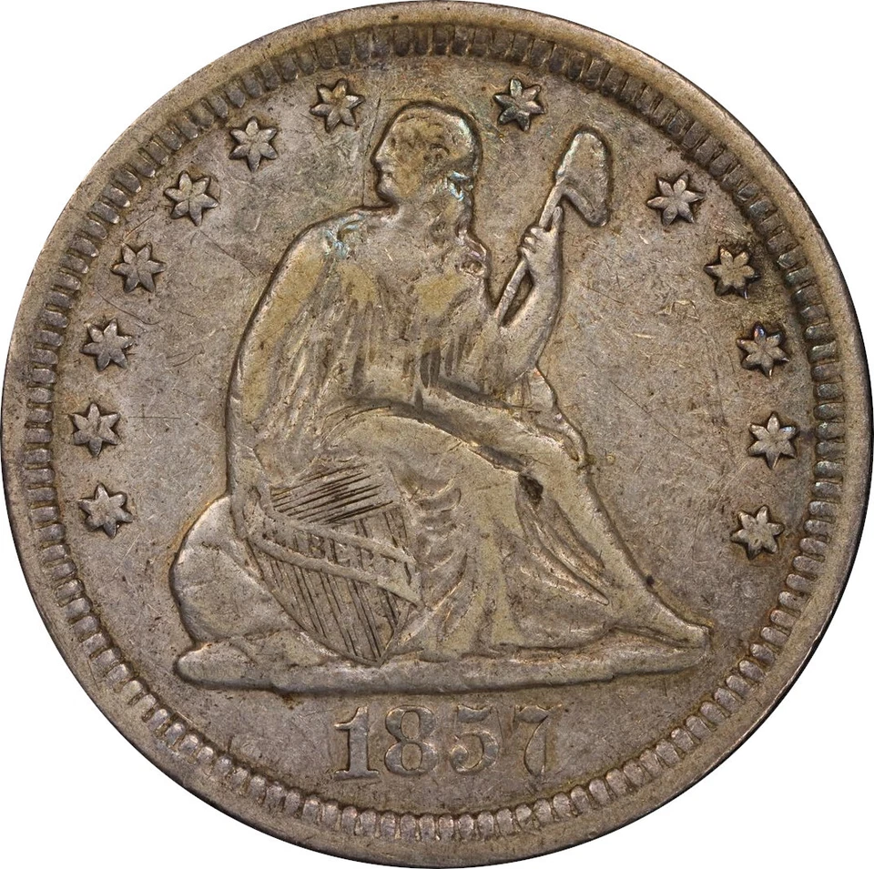 1857-S VF35 Seated Liberty Quarter, PCGS 46571455 - Image 1 of 4