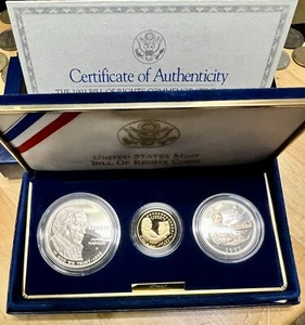 1993 United States Mint Bill of Rights 3 Piece Commemorative Coin Set - Picture 1 of 16