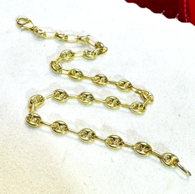 10K Yellow Gold 7.5" 4mm Mariner Puffy Link Chain Bracelet - Image 1 of 4
