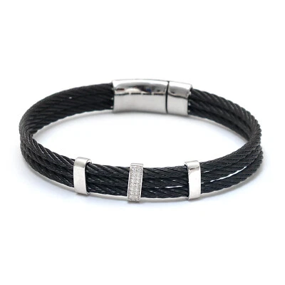 Pulseras unisex de plata de ley 925 con topacio blanco, pulsera de plata con topacio blanco Foto 1 de 4