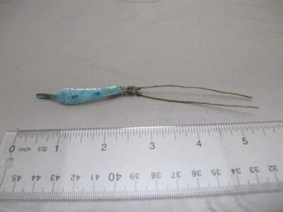 Vintage CHINESE Blue Enamel HAIR PIN-Silvered Copper - Image 1 of 4