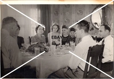 VTG OOAK Photo Thanksgiving Dinner Turkey Family Long Table Rockwellish BW - Image 1 of 2