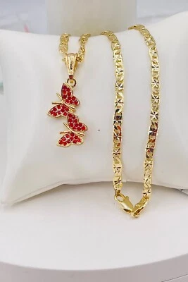 Кулон Mariposa CZ Roja Cadena oró ламинадо/бабочка и позолоченная цепочка 14 карат - Изображение 1 из 4