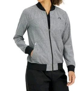 NWT Hanes Women’s Gray Scrubs Bomber Jacket Zip-Up, Moisture Wicking 3XL - Picture 1 of 5