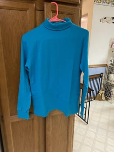 Jennifer Moore Blue Turtle Neck Shirt Size L - Picture 1 of 2