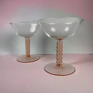 2 - Vintage Mid Century Stil Klar und Rosa Boden Klar Top Cordial Weinglas - Bild 1 von 9