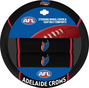84687 ADELAIDE CROWS AFL TEAM FLEXIBLE CAR STEERING WHEEL & 2 SEAT BELT COVERS - Picture 1 of 1