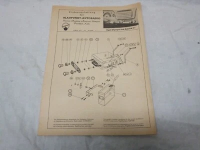 Einbauanleitung für Blaupunkt Autoradio für Oldtimer Opel Olympia Rekord 57 - Bild 1 von 3