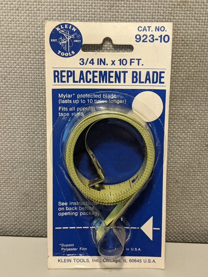 923-10 KLEIN 3/4" X 10 FT. UNIVERSAL REPLACEMENT TAPE MEASURE BLADE USA - Image 1 of 1